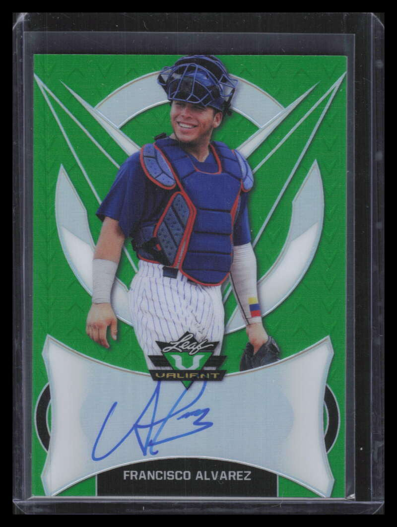 2020 Leaf Valiant '19 Flashback Green bafa1 Francisco Alvarez Rookie Auto 43/75