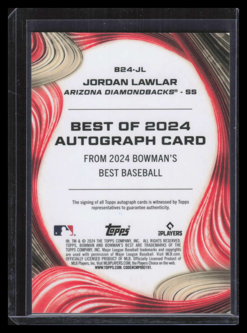 2024 Bowman's Best Best of '24 Autographs b24jl Jordan Lawlar Rookie Auto