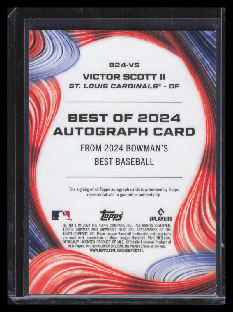 2024 Bowman's Best of '24 Autographs Blue Refractor Victor Scott RC Auto 138/150