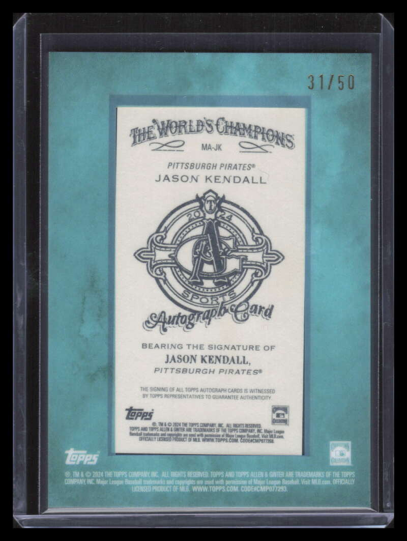 2024 Topps Allen and Ginter Framed Mini Autographs Blue Jason Kendall Auto 31/50