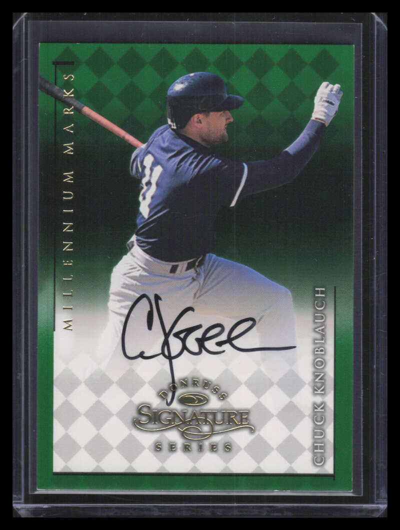 SOLD 161846 1998 Donruss Signature Series Autographs Millennium 69 Chuck Knoblauch Auto /900