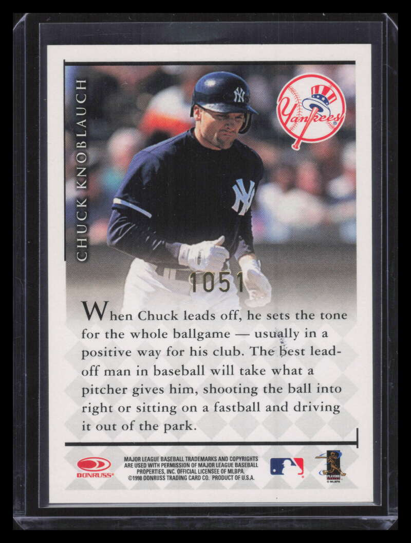 SOLD 161846 1998 Donruss Signature Series Autographs Millennium 69 Chuck Knoblauch Auto /900