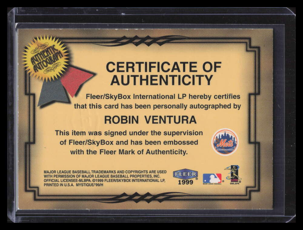 1999 Fleer Mystique Fresh Ink 25 Robin Ventura Auto 38/500