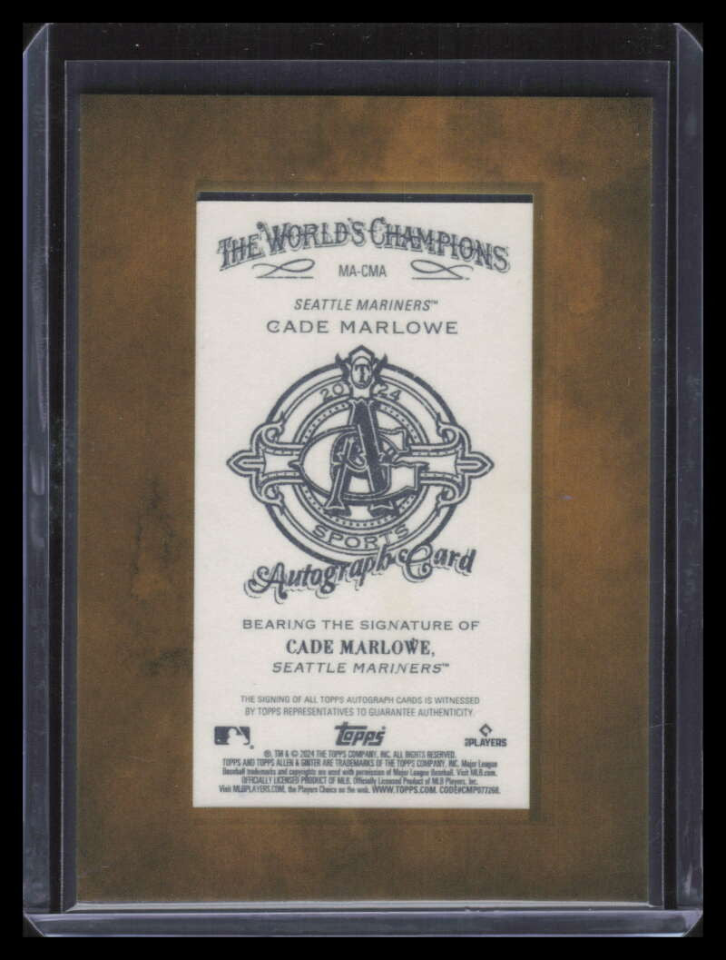 2024 Topps Allen Ginter Framed Mini Autograph Red Ink Cade Marlowe RC Auto 10/10