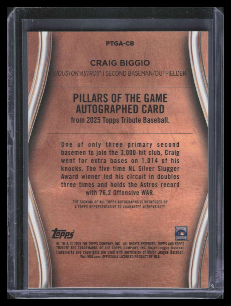 DELETE 161858 2025 Topps Tribute Pillars of the Game Autographs Green Craig Biggio Auto 66/99