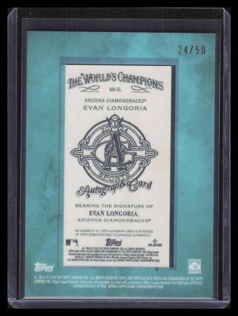 2024 Topps Allen and Ginter Framed Mini Autographs Blue Evan Longoria Auto 24/50