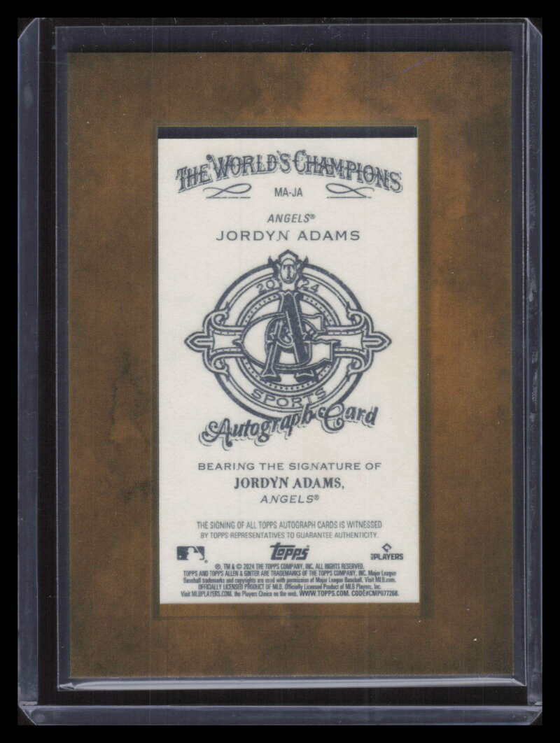 SOLD 161882 2024 Topps Allen and Ginter Mini Autographs Red Ink Jordyn Adams RC Auto 8/10