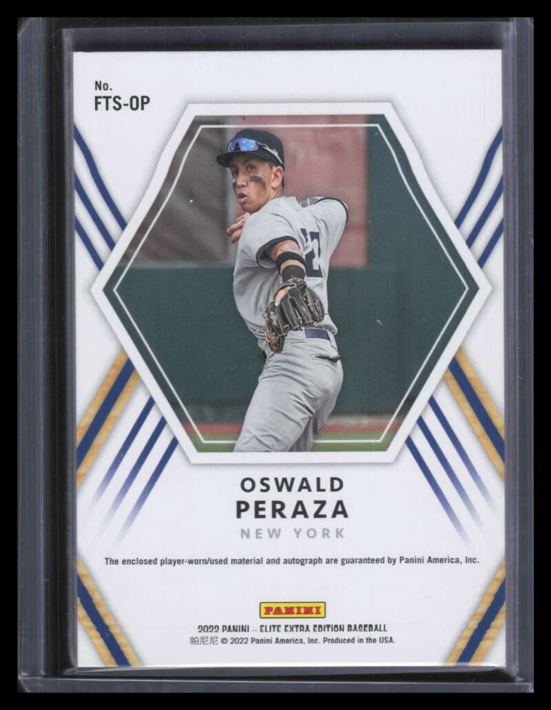 2022 Elite Extra Future Threads Signature Purple Oswald Peraza RC Patch Auto 6/7
