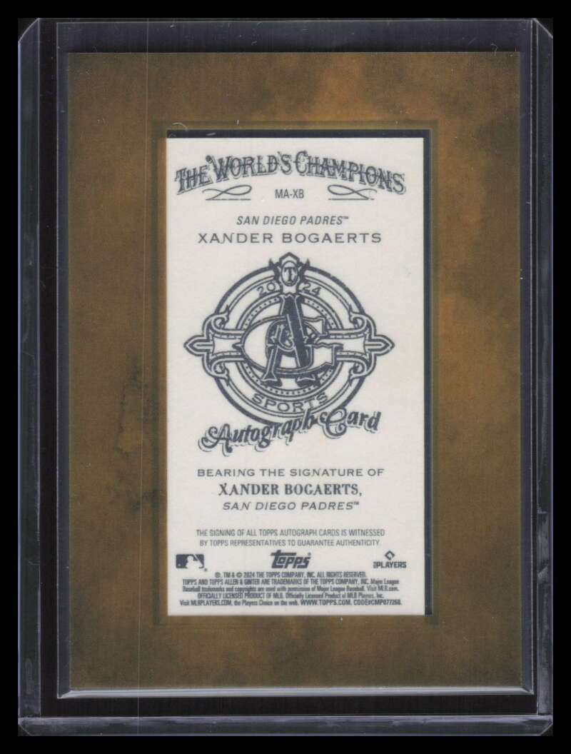 2024 Topps Allen Ginter Framed Mini Autographs Red Ink Xander Bogaerts Auto 5/10