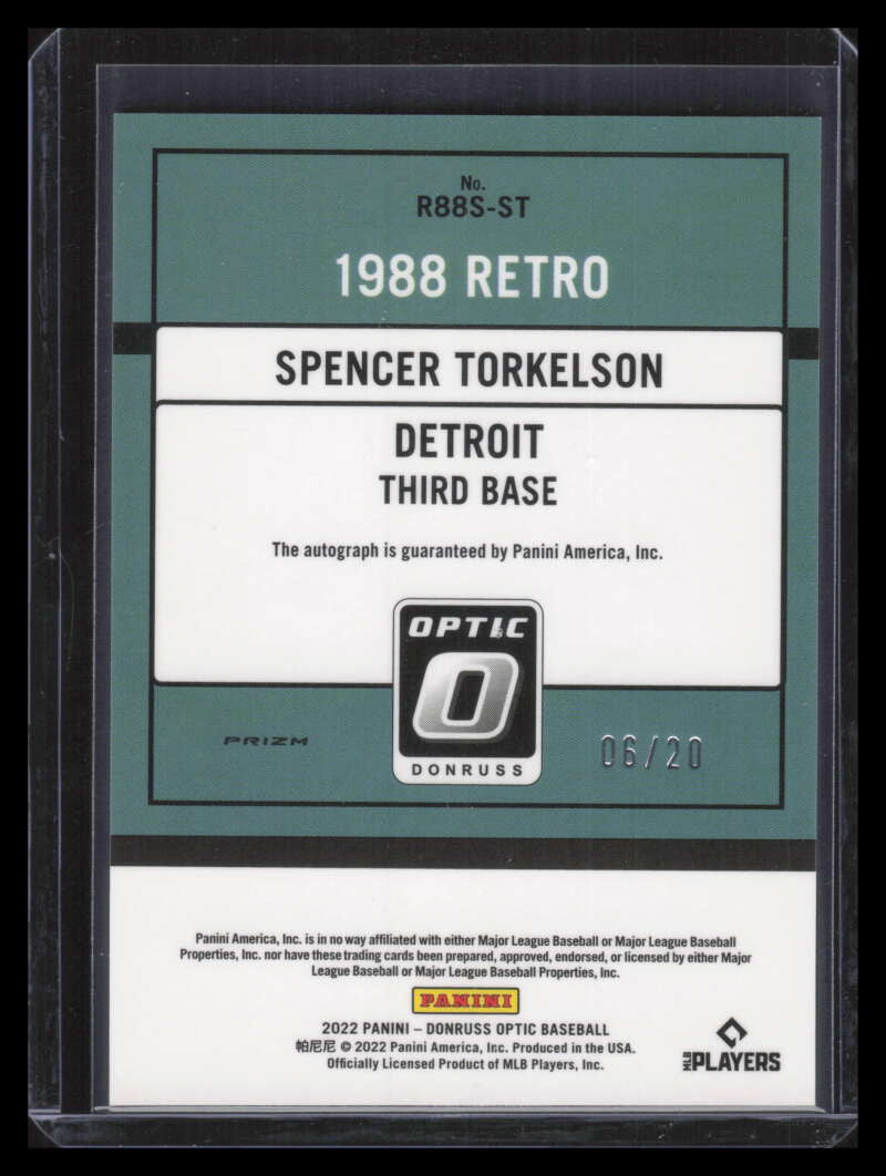 2022 Donruss Optic Retro '88 Signatures Pandora Spencer Torkelson RC Auto 6/20