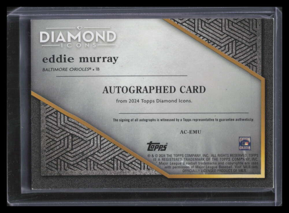 2024 Topps Diamond Icons Autographs Black ACEMU Eddie Murray Auto 1/10