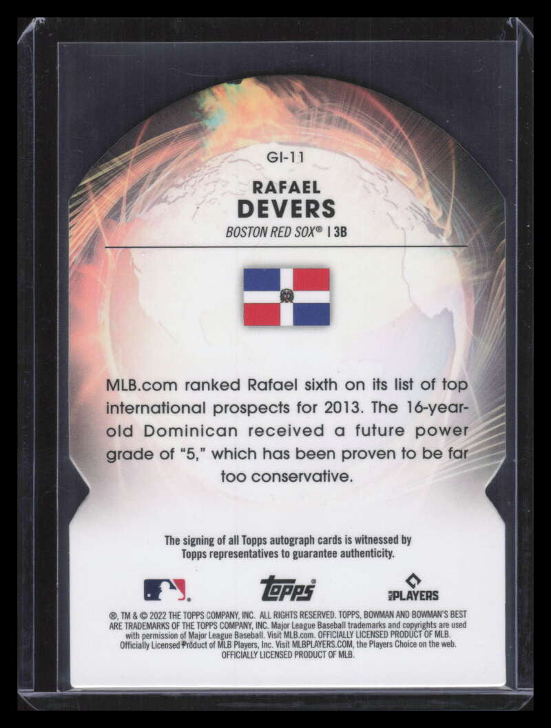 2022 Bowman's Best Global Impact Autographs gi11 Rafael Devers Auto 37/150