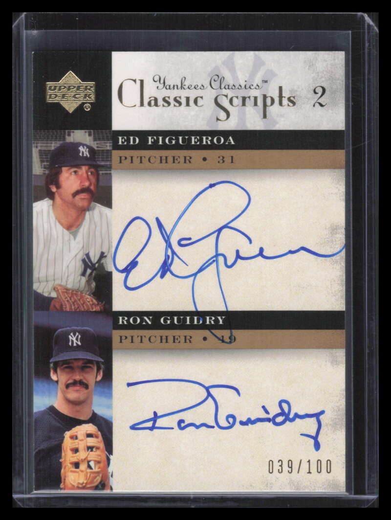 2004 UD Yankees Classics Scripts Dual FG Ed Figueroa Ron Guidry Dual Auto 39/100