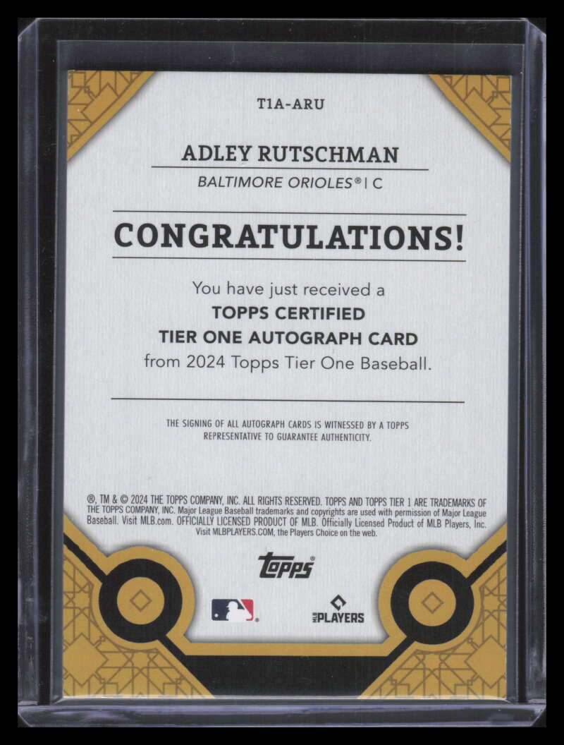2024 Topps Tier One Autographs Blue Foil t1aaru Adley Rutschman Auto 22/35