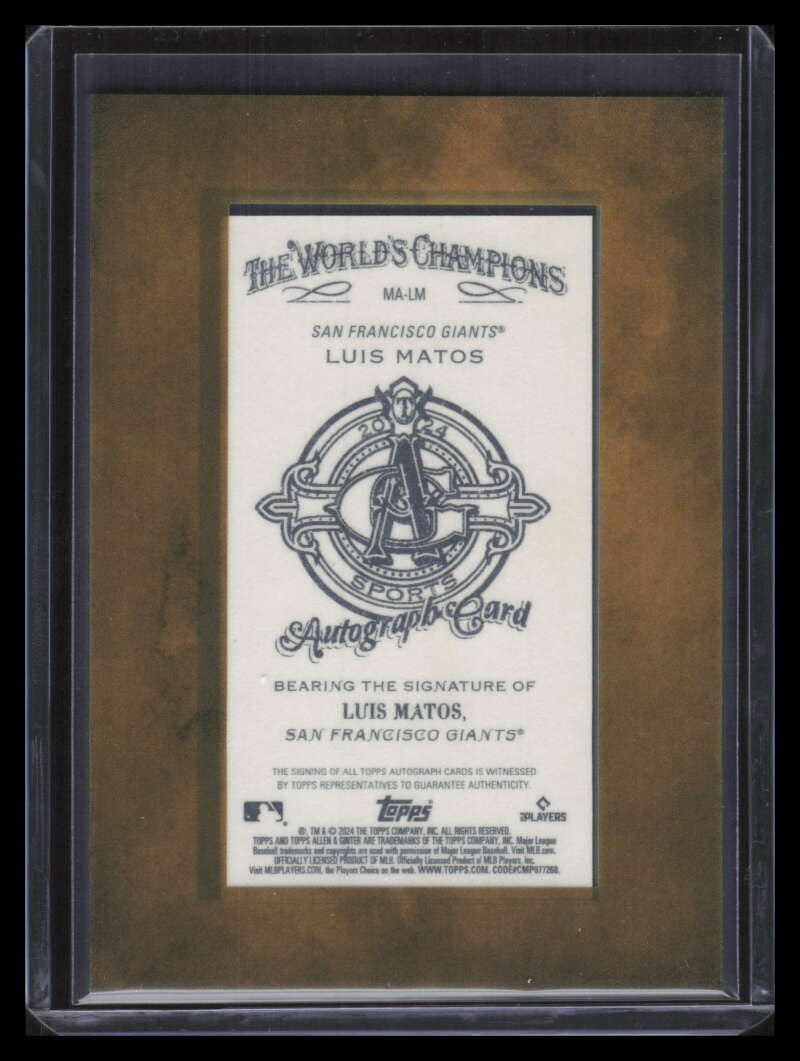 2024 Topps Allen Ginter Framed Mini Autographs Red Ink Luis Matos RC Auto 2/10