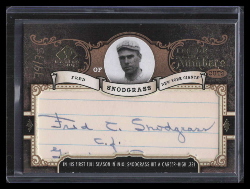 2007 SP Legendary Cuts Inside the Numbers Cuts FS Fred Snodgrass Cut Auto 74/75