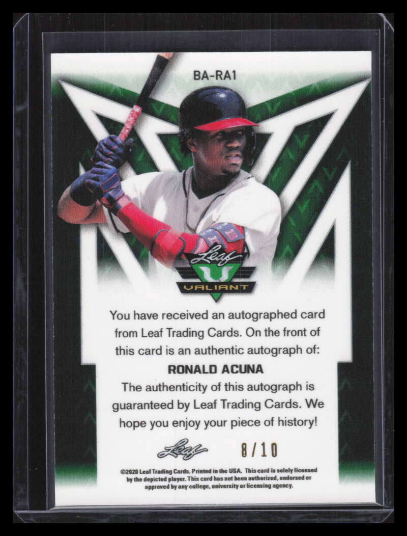 2020 Leaf Valiant Gold bara1 Ronald Acuna Jr. Auto 8/10