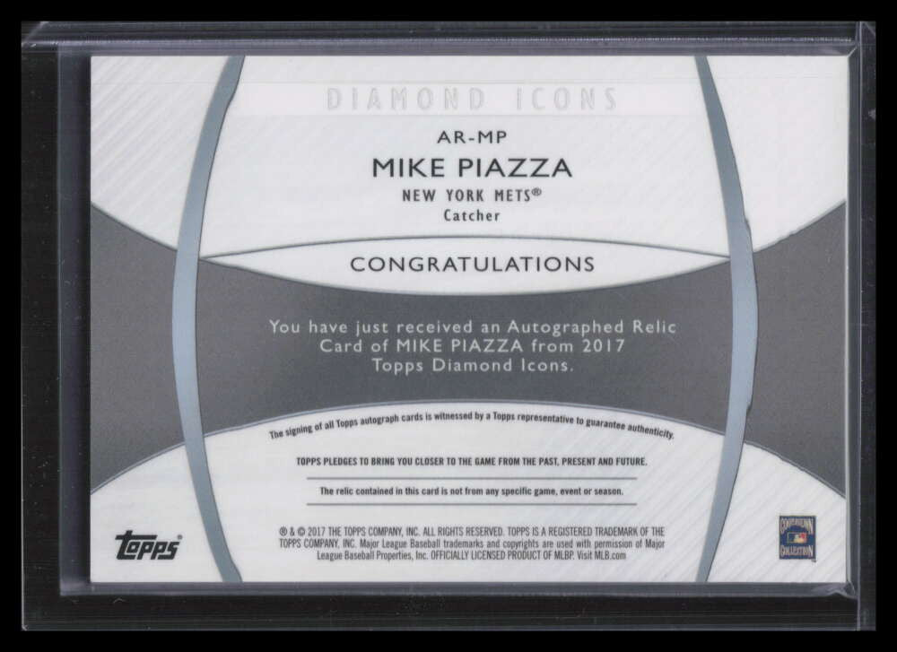 2017 Topps Diamond Icons Autograph Relics ARMP Mike Piazza Jersey Auto 2/10
