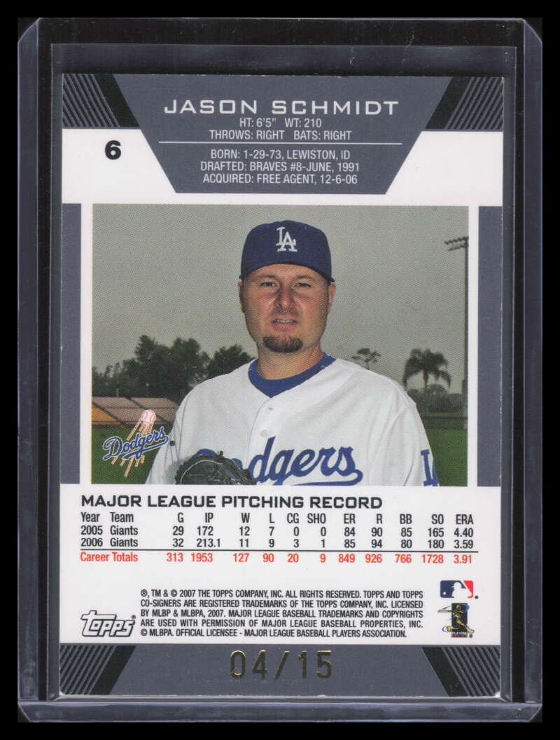 2007 Topps Co-Signers Hyper Silver Blue 6a Jason Schmidt Randy Wolf 4/15