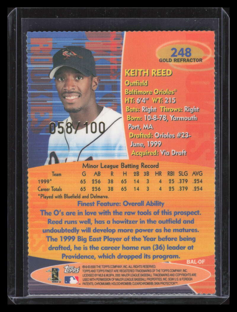 2000 Finest Gold Refractor 248 Keith Reed Rookie 58/100
