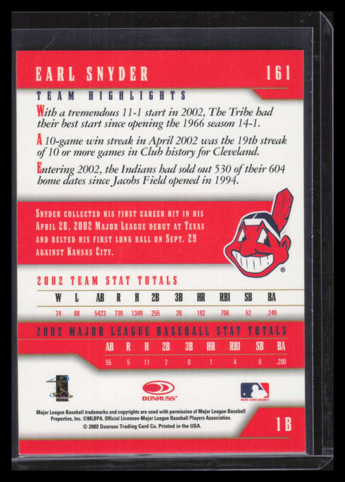 2003 Donruss Team Heroes Master Team Set 161 Earl Snyder 3/15