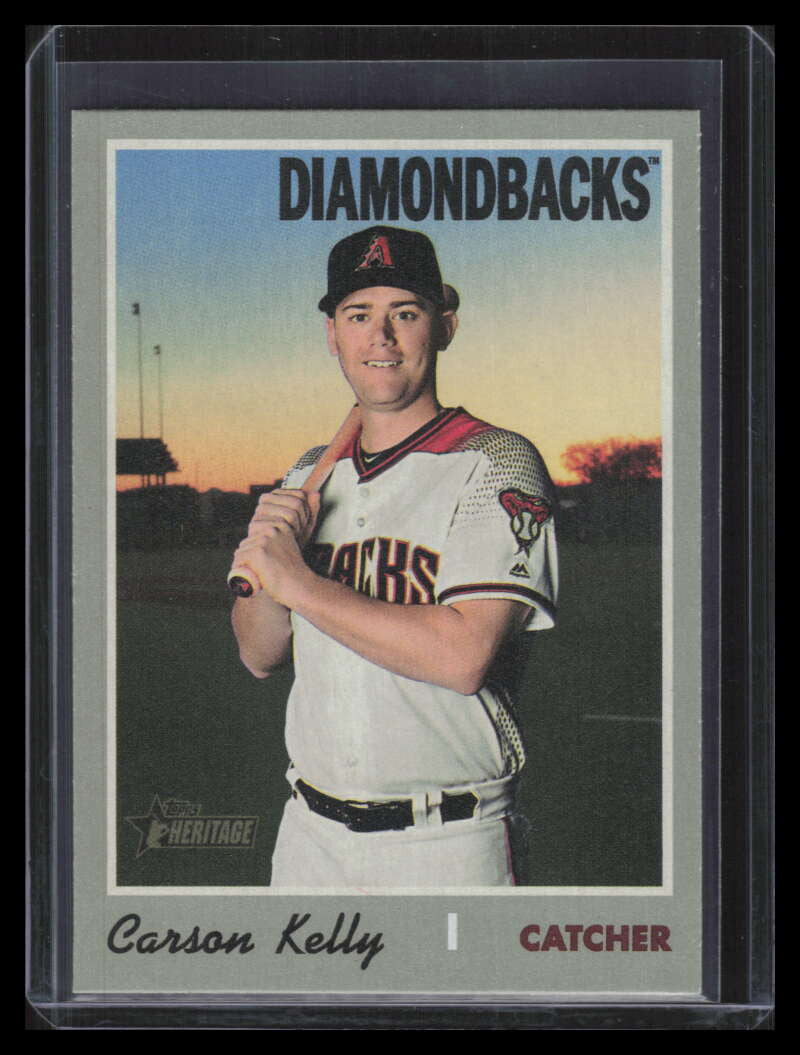 2019 Topps Heritage Reverse Stock 592 Carson Kelly Variation SP