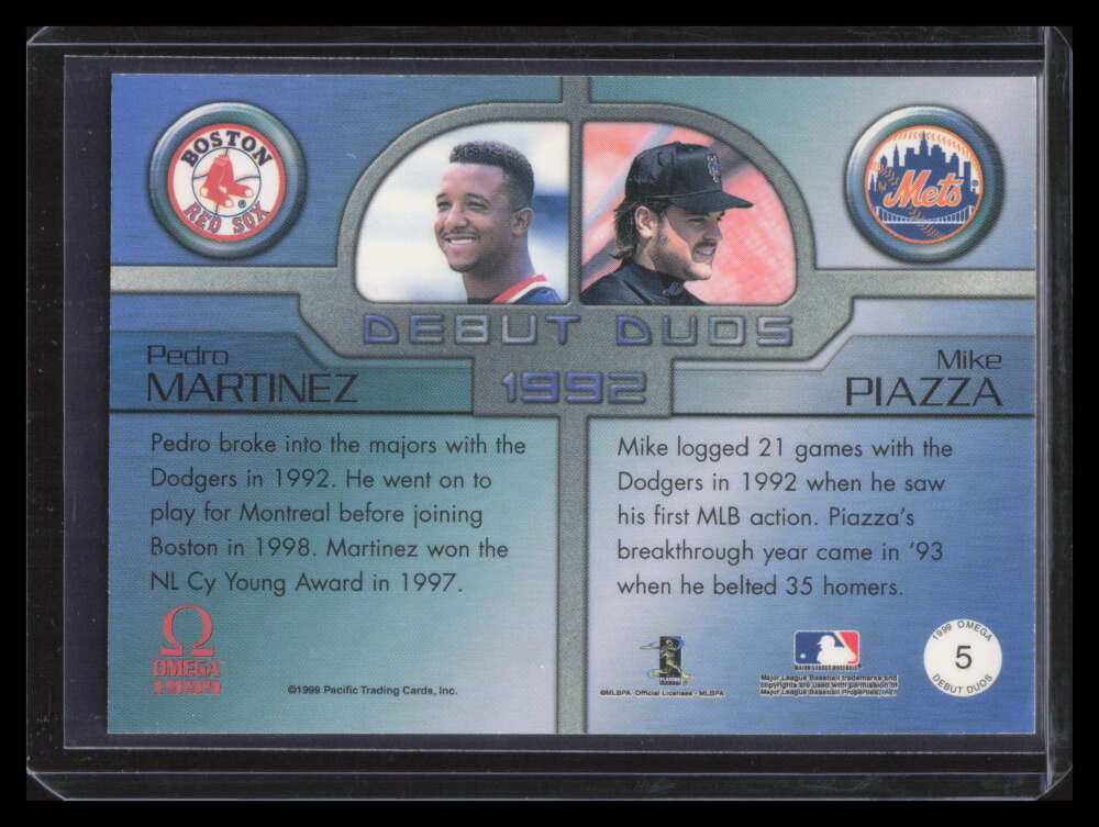 1999 Pacific Omega Debut Duos 5 Pedro Martinez Mika Piazza
