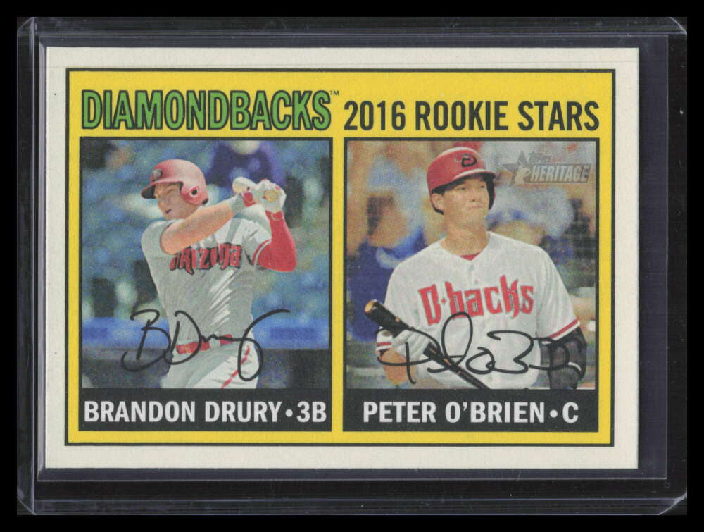 2016 Topps Heritage Reverse Stock 162 Peter O'Brien Brandon Drury Rookie SP