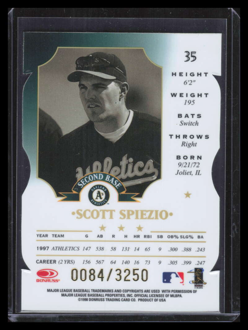 1998 Leaf Fractal Materials Die Cuts 36 Scott Spiezio PY 84/100