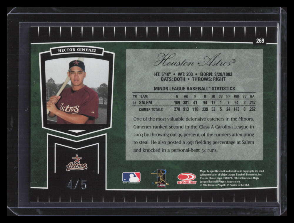 2004 Leaf Certified Cuts Marble Emerald 269 Hector Gimenez ROO Rookie 4/5