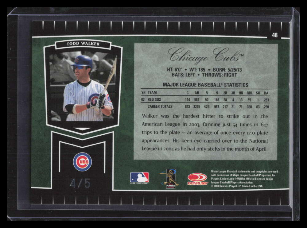 2004 Leaf Certified Cuts Marble Emerald 48 Todd Walker 4/5