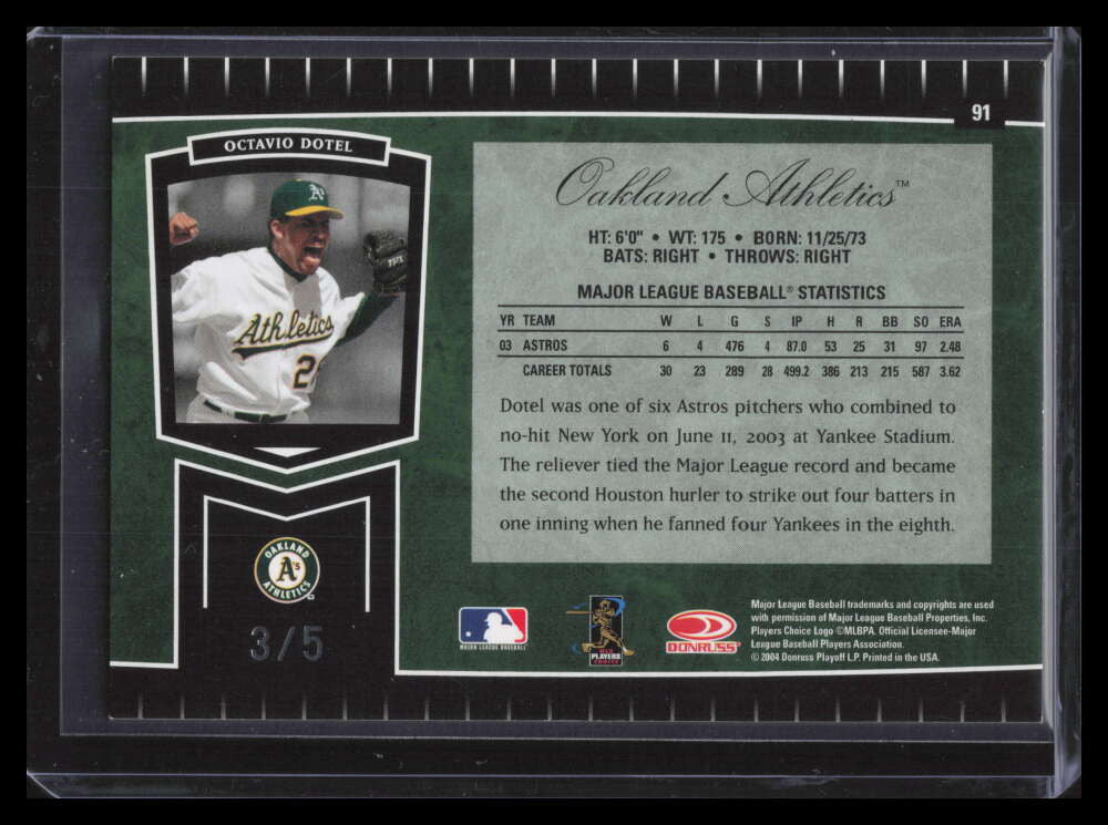 2004 Leaf Certified Cuts Marble Emerald 91 Octavio Dotel 3/5