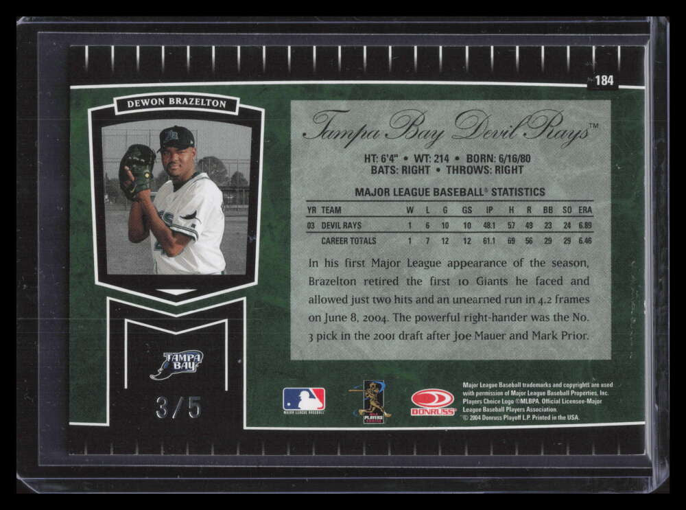 2004 Leaf Certified Cuts Marble Emerald 184 Dewon Brazelton 3/5