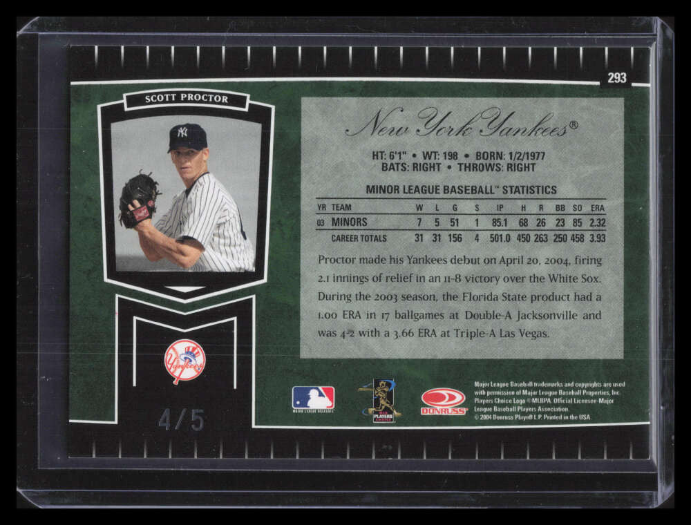 2004 Leaf Certified Cuts Marble Emerald 293 Scott Proctor ROO Rookie 4/5