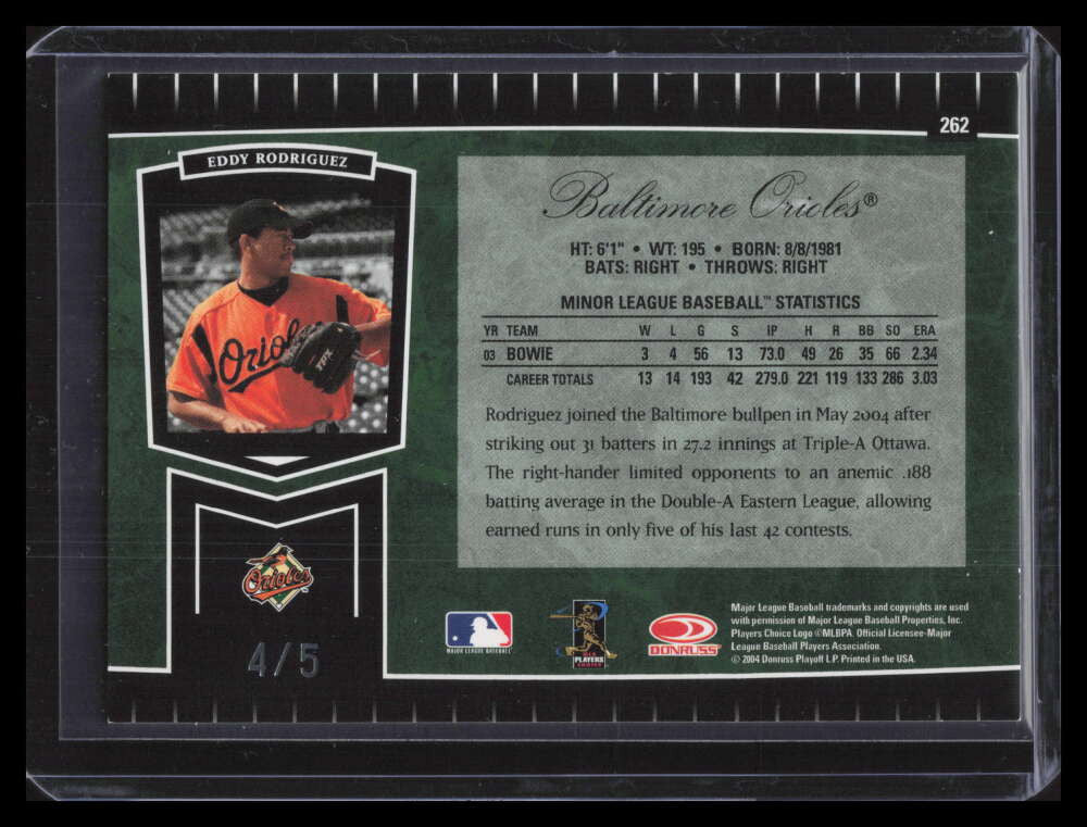 2004 Leaf Certified Cuts Marble Emerald 262 Eddy Rodriguez ROO Rookie 4/5