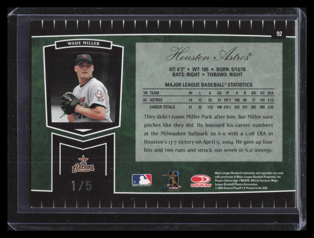 2004 Leaf Certified Cuts Marble Emerald 92 Wade Miller 1/5