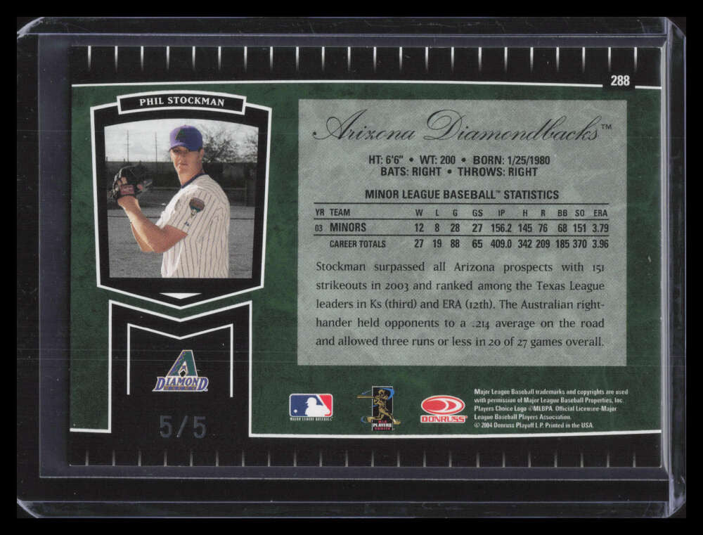 2004 Leaf Certified Cuts Marble Emerald 288 Phil Stockman ROO Rookie 5/5