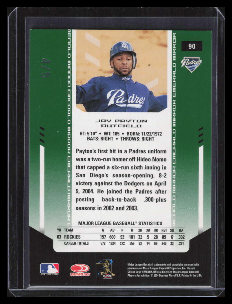 2004 Leaf Certified Materials Mirror Emerald 90 Jay Payton 4/5