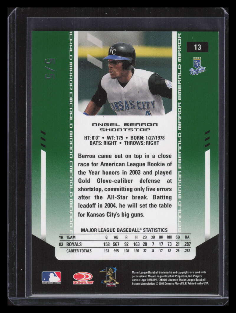 2004 Leaf Certified Materials Mirror Emerald 13 Angel Berroa 5/5