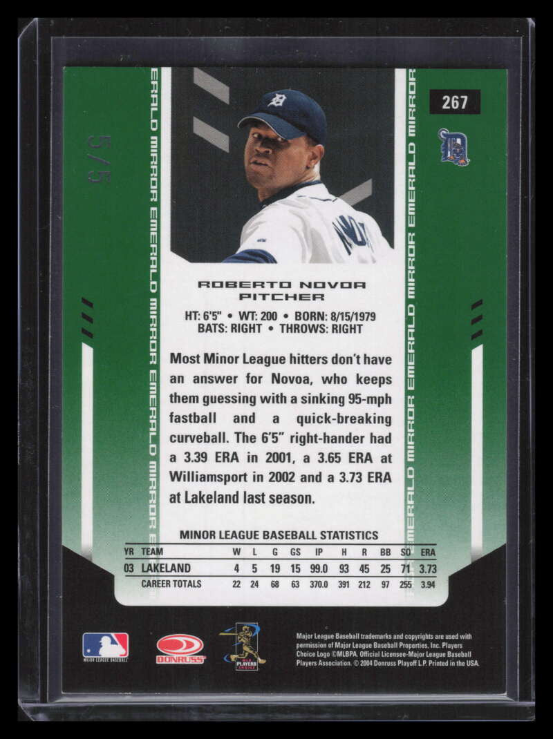 2004 Leaf Certified Materials Mirror Emerald 267 Roberto Novoa NG Rookie 5/5