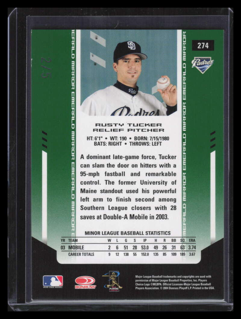 2004 Leaf Certified Materials Mirror Emerald 274 Rusty Tucker NG Rookie 2/5