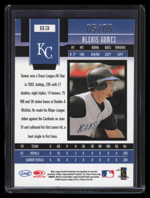 2003 Leaf Certified Materials Mirror Emerald 83 Alexis Gomez 5/5