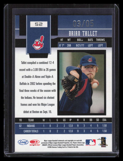 2003 Leaf Certified Materials Mirror Emerald 52 Brian Tallet 3/5