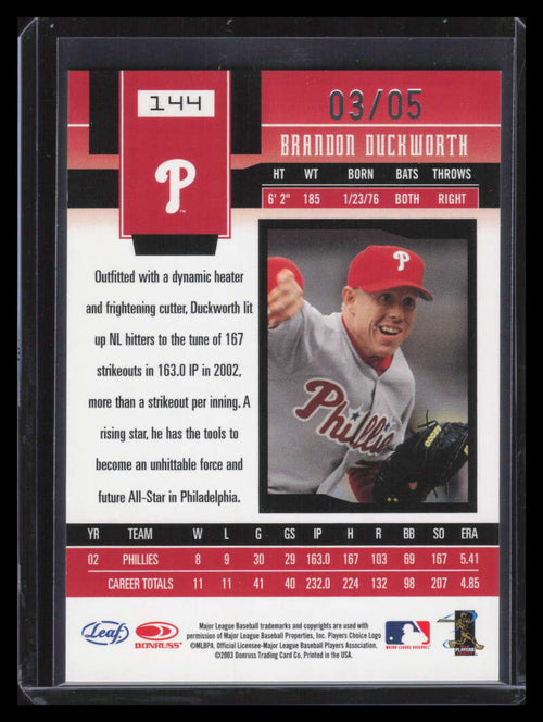 2003 Leaf Certified Materials Mirror Emerald 144 Brandon Duckworth 3/5