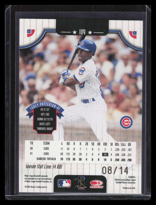 2002 Donruss Stat Line Season 109 Corey Patterson 8/14