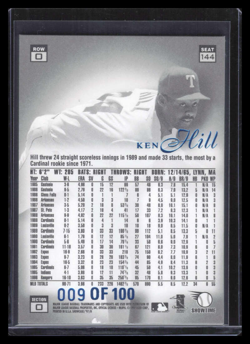 SOLD 162249 1997 Flair Showcase Legacy Collection Row 0 144 Ken Hill 9/100