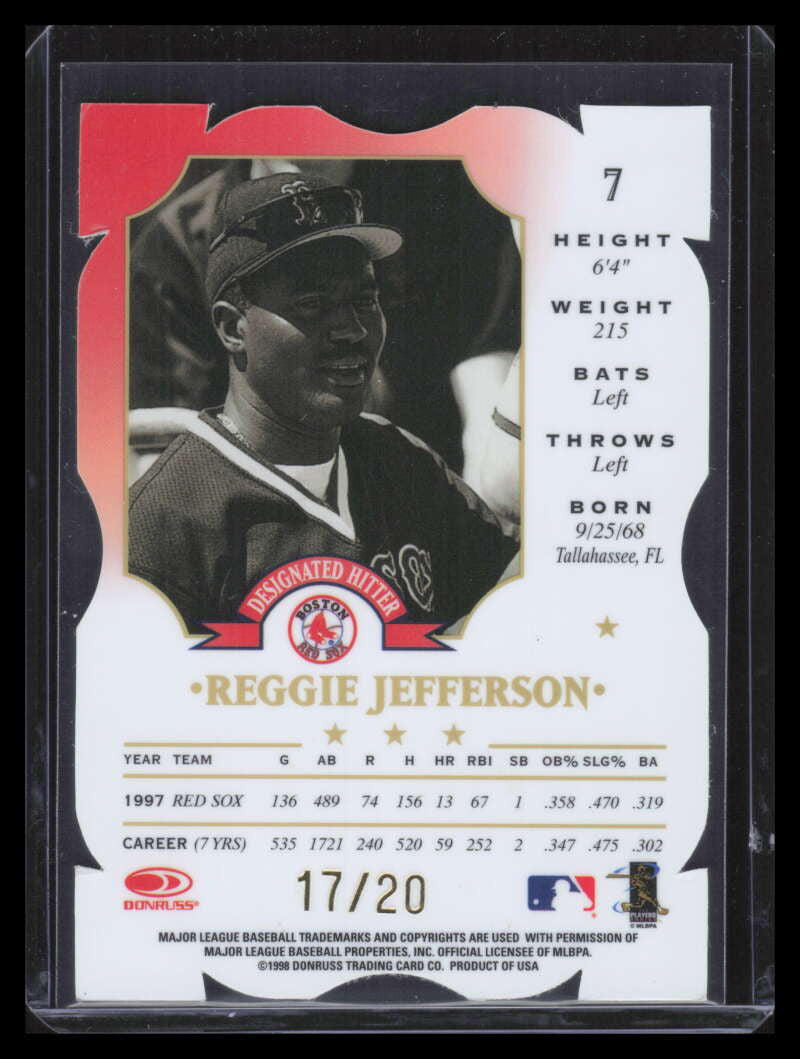 1998 Leaf Fractal Materials z2 Axis 7 Reggie Jefferson P 17/20