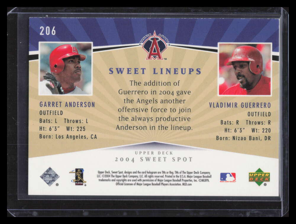 2004 Sweet Spot Limited 206 Garret Anderson Vladimir Guerrero SL 3/10 Lineups