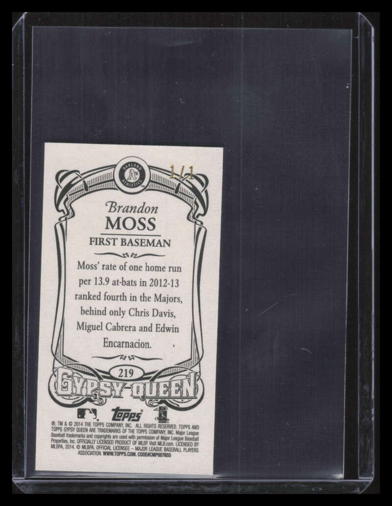 2014 Topps Gypsy Queen Mini Leather 219 Brandon Moss 1/1