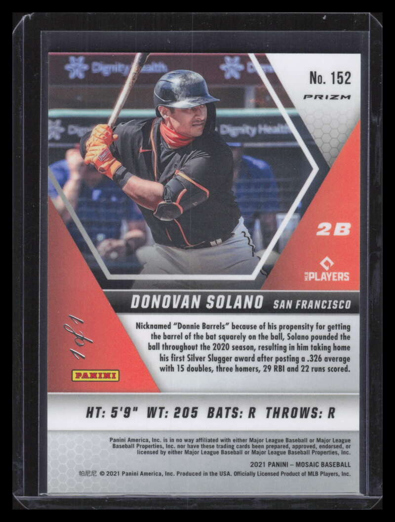 2021 Panini Mosaic Mosaic Black Refractor 152 Donovan Solano 1/1